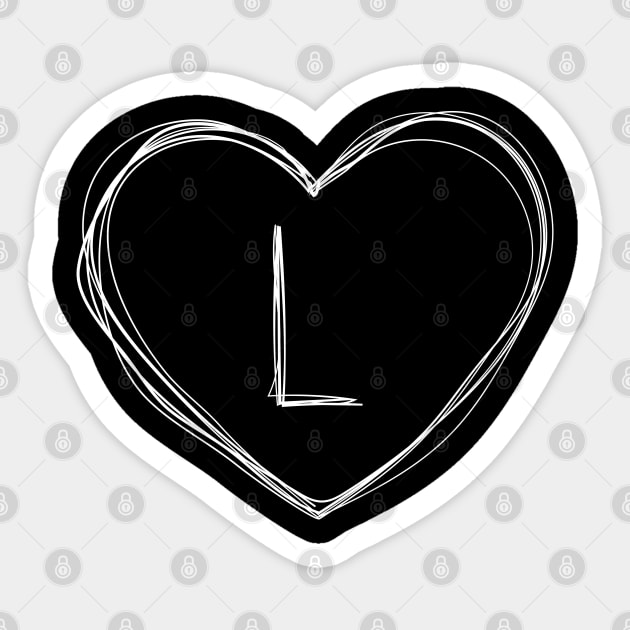 Letter L with heart frame in lineart style Sticker by KondeHipe